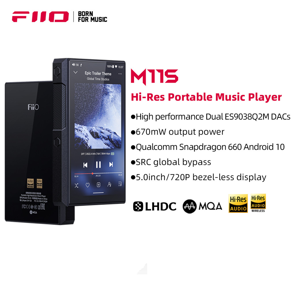 FiiO M11S Music Player Snapdragon 660 with Dual ES9038Q2M Hi-Res Android 10 5.0inch MP3 WiFi/MQA/Blu