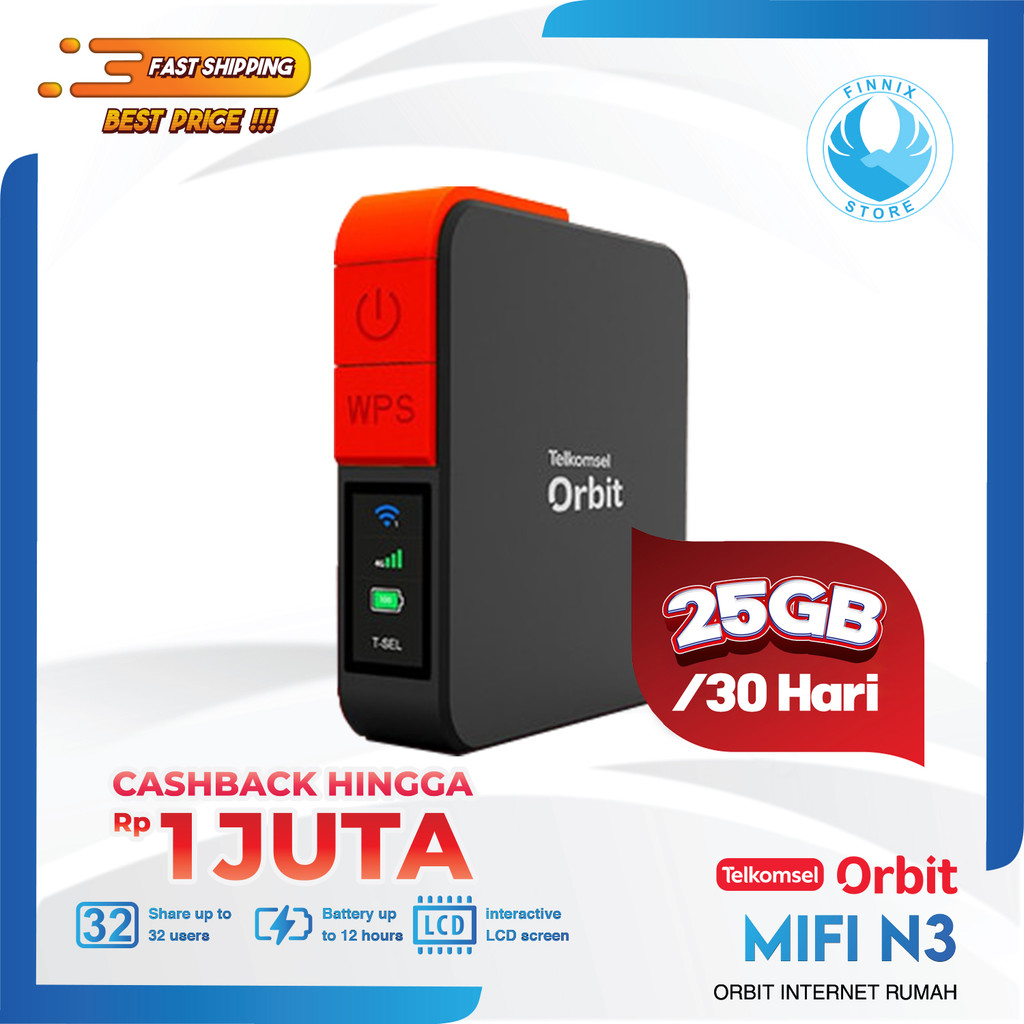 Telkomsel Orbit Mifi N3 - HKM M23 Modem Mifi Wifi 4G Portable High Speed Bonus Data