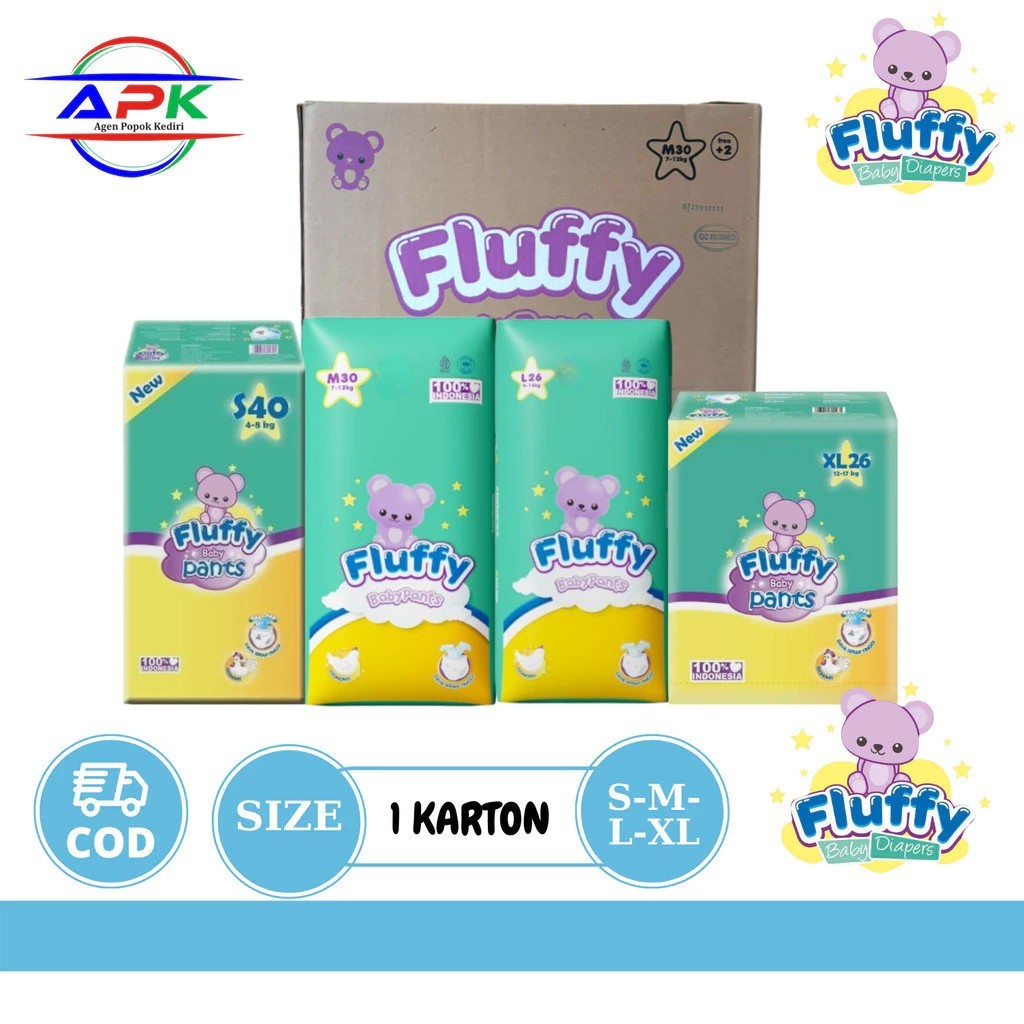 FLUFFY  BABY PANTS CELANA 1 KARTON S40 M30 L26 | FLUFFY NBS40 TAPE PEREKAT | BABY DIAPERS POPOK BAYI