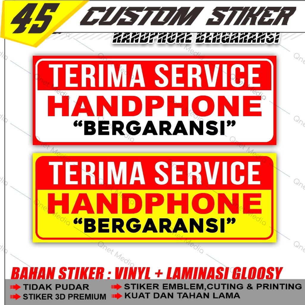 Stiker Terima Service Handphone / Hp Bergaransi + Laminasi Glossy