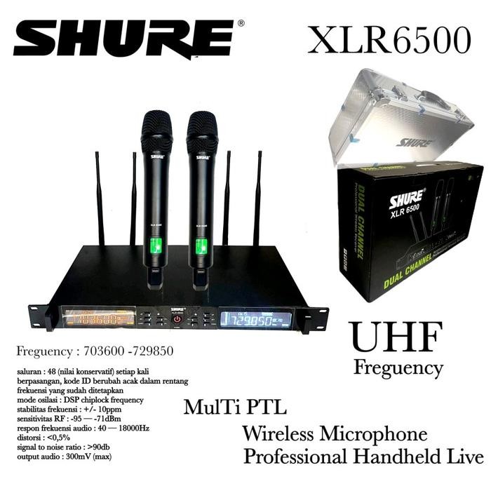 Microphone Wireless Shure XLR 6500, Karaoke, Mc, Pidato, Suara Bagus.