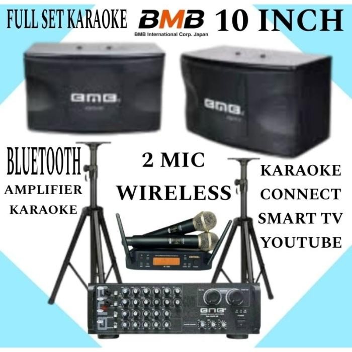 Karaoke Full Set BMB 10 Inch , Amplifier BMB Bluetooth, 2 Mic Wireless BMB ORIGINAL..
