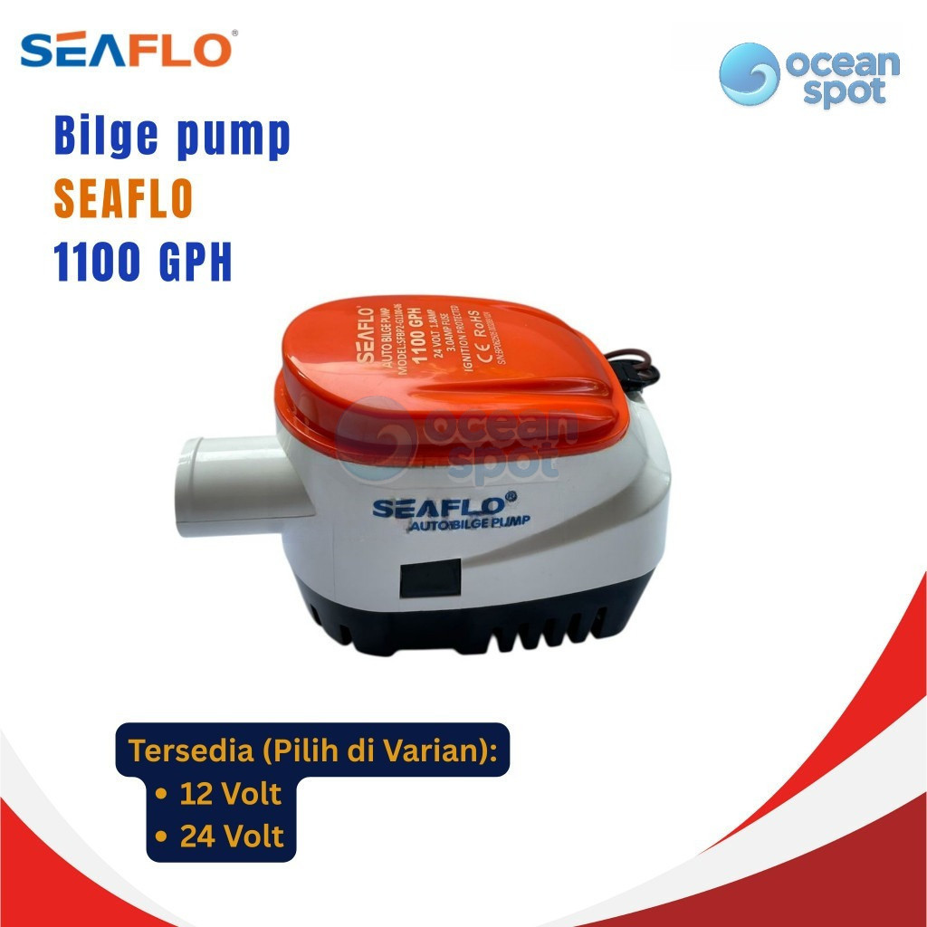 Bilge Pump Otomatis SEAFLO 1100 GPH 12 Volt dan 24 Volt (Pompa Celup Kapal 1100GPH) ( ocean spot )