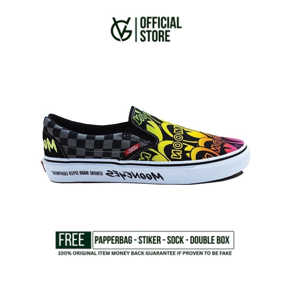 Sepatu Mooneyes X Vans Slip On White Black Green Orange VN000CP6BHG 100% Original BNIB Sneakers Unis
