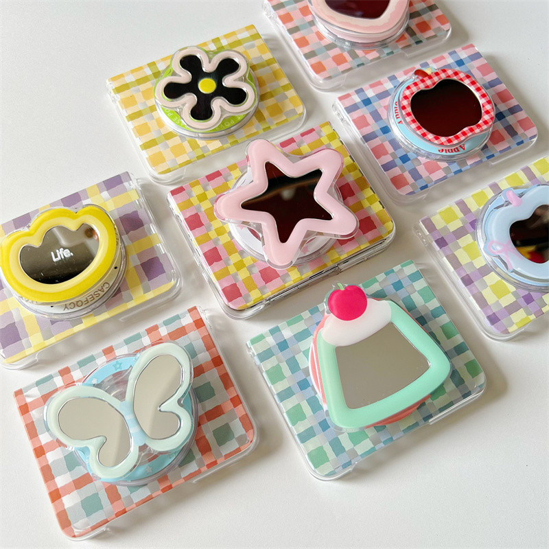 Ins asli remaja dopamin grid cermin untuk HUAWEI PURAX ponsel shell lipat kecil untuk Samsung zflip6