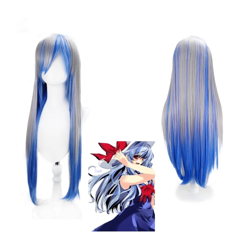 Touhou Project Keine Kamishirasawa Cosplay Wig Gray Blue Anime Costume Hair