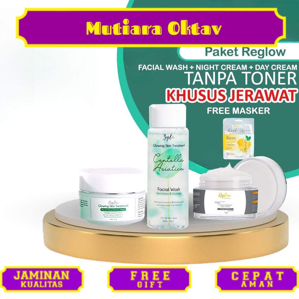 PAKET REGLOW UNTUK KULIT BERJERAWAT acne Reglow Facial Wash Serum cream free masker