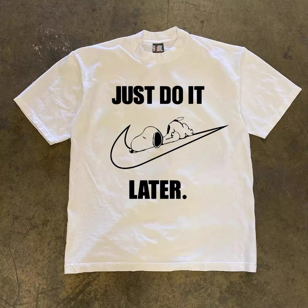 Korea Style T-shirt Oversize Snoopy & Nike | Kaos Wanita Putih | Metallica Kaos pria dan wanita