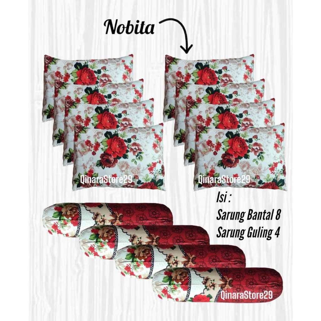 JANGANLIRIK GROSIR PAKET 1 LUSIN Sarung Bantal 8 Sarung Guling 4 Motif Bunga Terbaru Bahan Katun Pol
