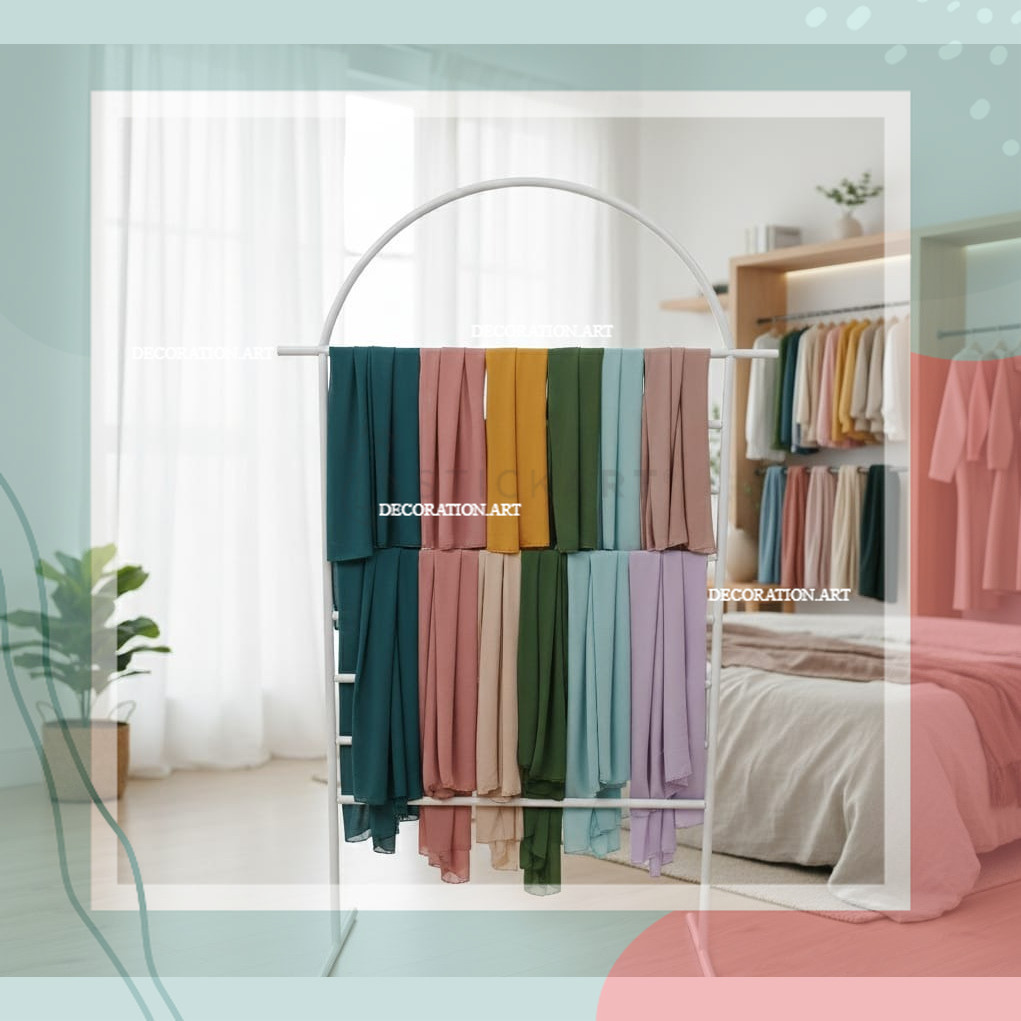 RAK HIJAB DAN BAJU PREMIUM RAK HIJAB DAN BAJU OVAL - GANTUNGAN JILBAB BESI KOKOH & MINIMALIS / RAK T