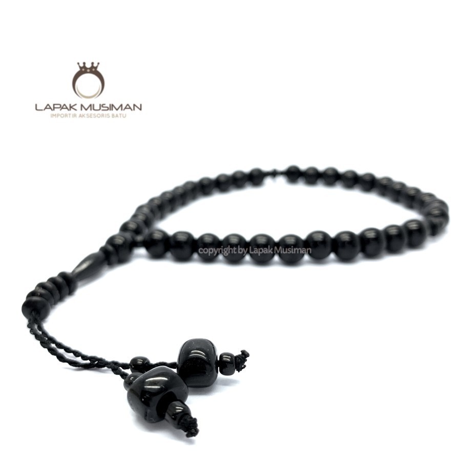 Gelang Tasbih Kesehatan Batu Giok Hitam Ukuran 8mm
