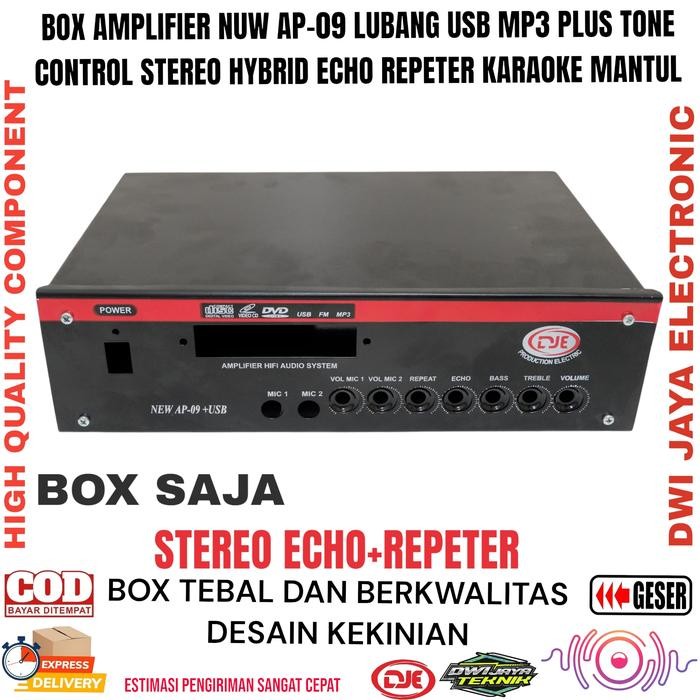 Box Amplifier Nuw AP-09 Plus Tone Control Stereo Hybris ECHO REPETER 7Potensio CVJA