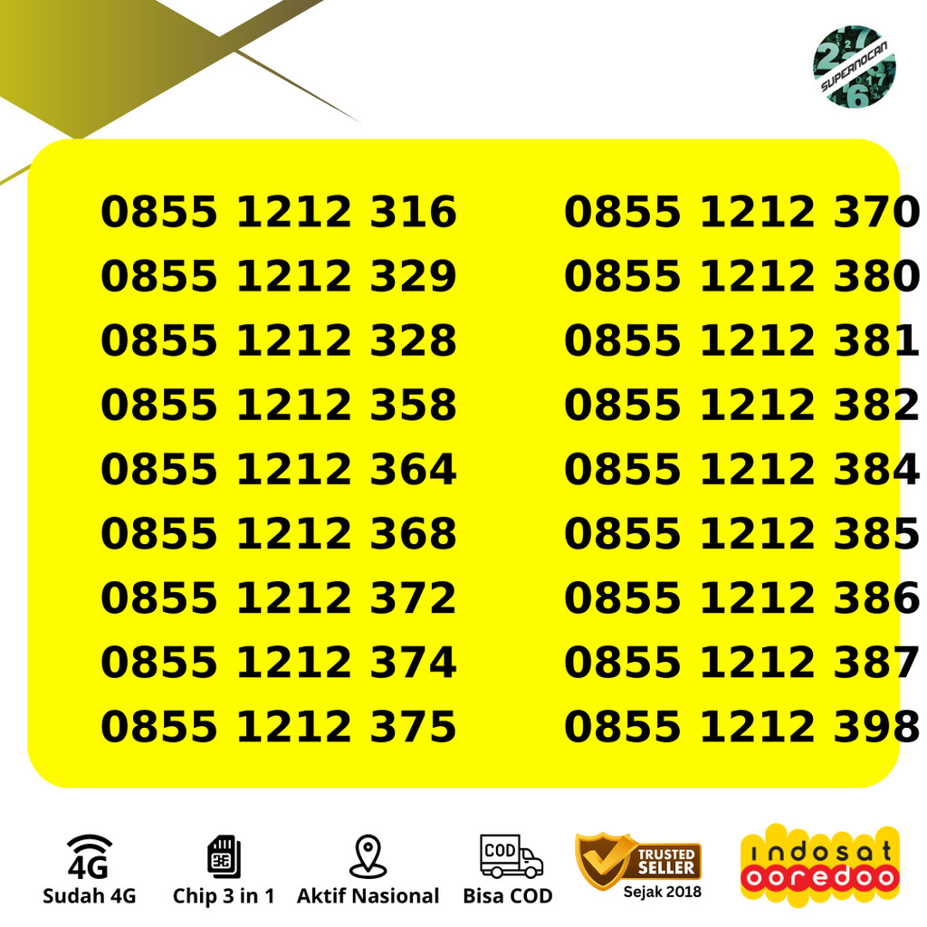 NOMOR CANTIK INDOSAT IM3 11 DIGIT SERI AB AB 1212  BONUS KUOTA 3GB - 5G READY