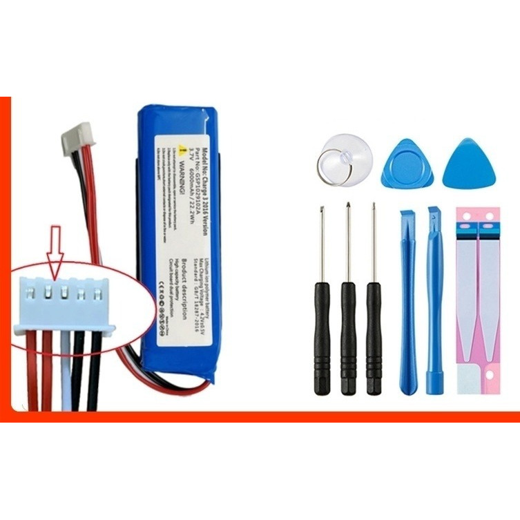 Original GSP1029102A 6000mAh Replacement Battery For JBL Charge 3 2016 Version Charge 3 Speaker Batt