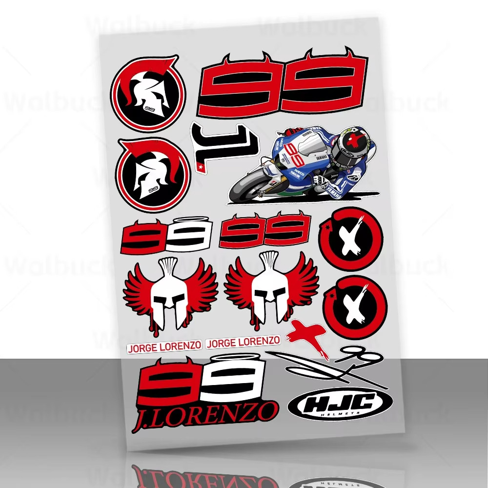 For HJC Rider No. 99 Jorge Lorenzo Motorcycle Side Strip Fender Body Motobike Helmet Sticker Racing 