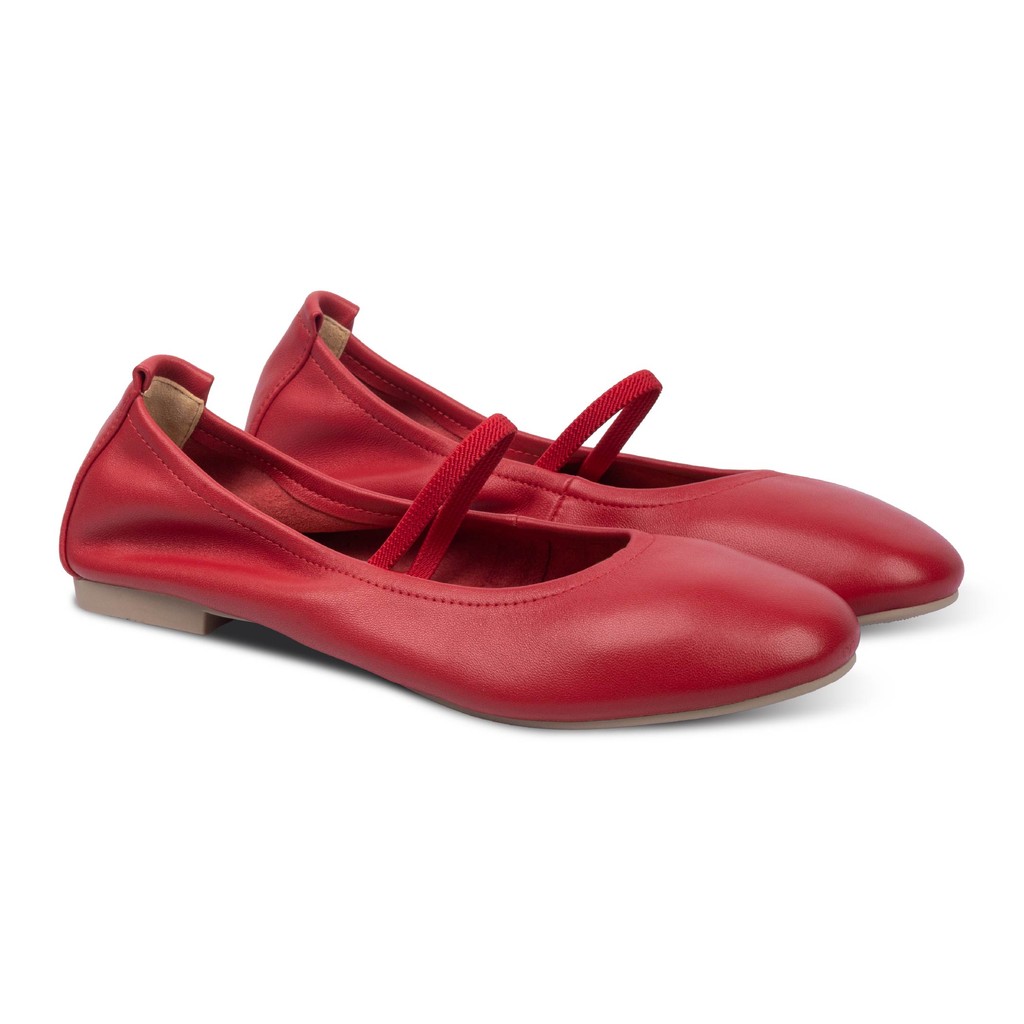 Lacy Ballet Flats Red - Nappa Milano - Sepatu Flat Kulit Wanita