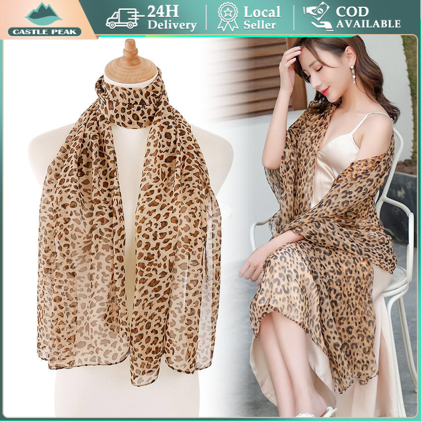 Scarf Motif Macan Tutul Gaya Korea | Syal Serbaguna Square | Aksesoris Outfit Polyester Hijab