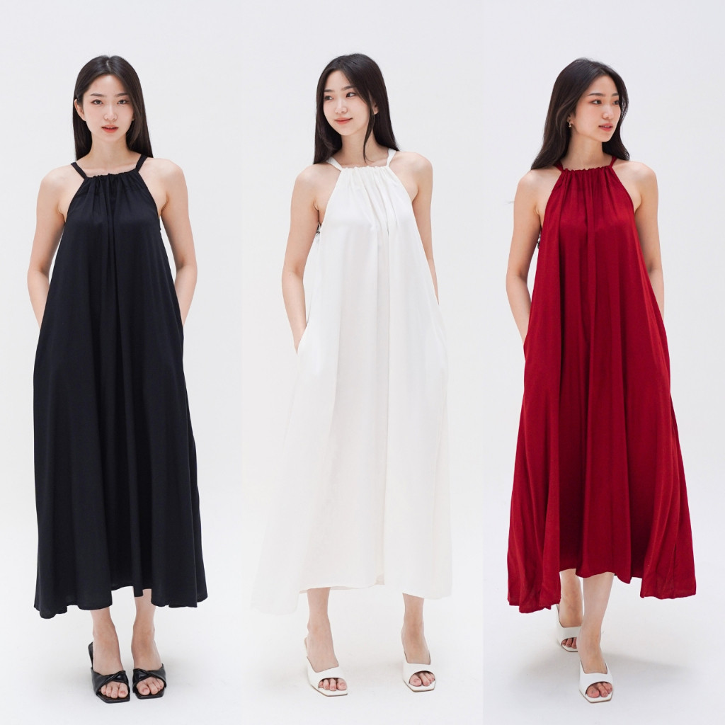 LAVONNE.STORE Sleeveless Dress Tanpa Lengan Wanita Rayon Long Dress Pantai Wanita