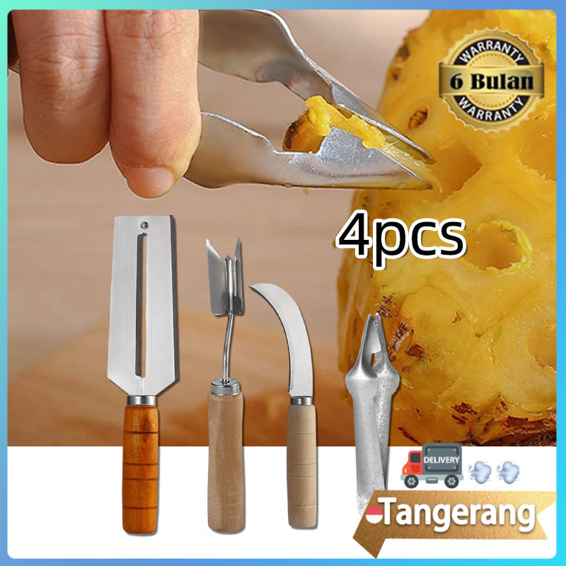 4pcs/set Alat Pengupas Nanas Pisau / Peeler Pemotong Nanas / Pisau Pengupas Mata Nenas