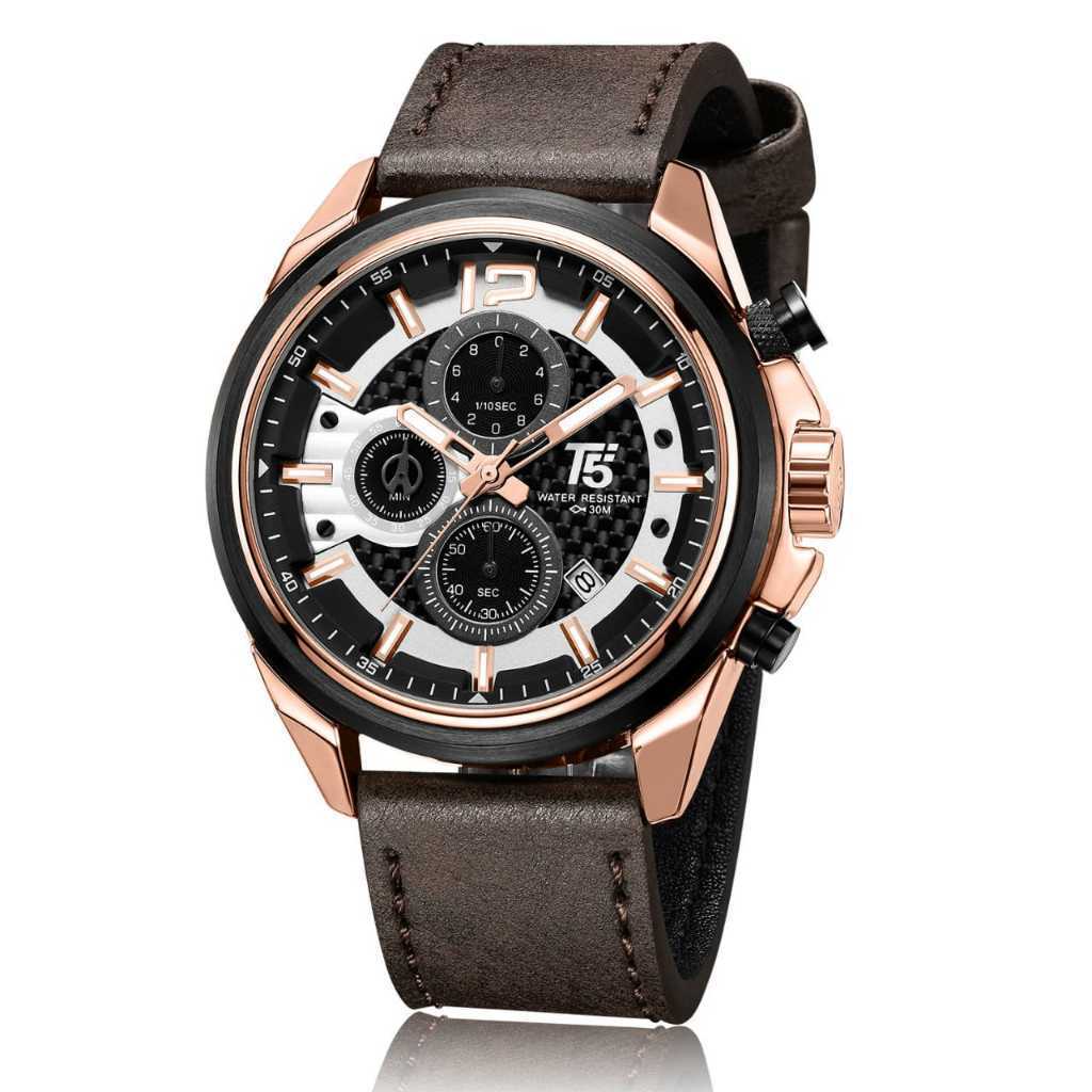 T5 3704 Ori Jam Tangan Ori T5 3704G Kulit Jam Kalep Pria Ori Chrono