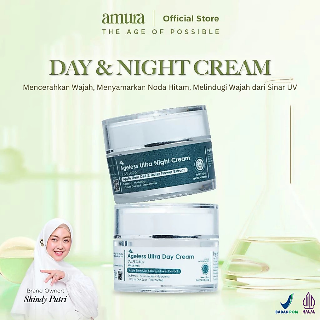 [Bundling] Amura Day & Night Cream - Mencerahkan & Melembapkan, Anti Penuaan, Terdapat UV Protection