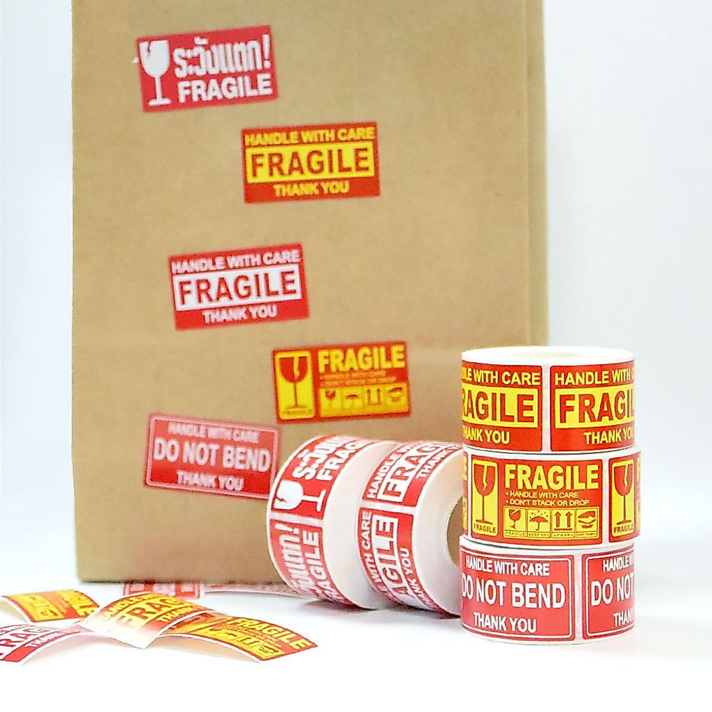 FRAGILE STICKER ROLL 250PCS STIKER TEMPEL DIY MUDAH TEMPEL