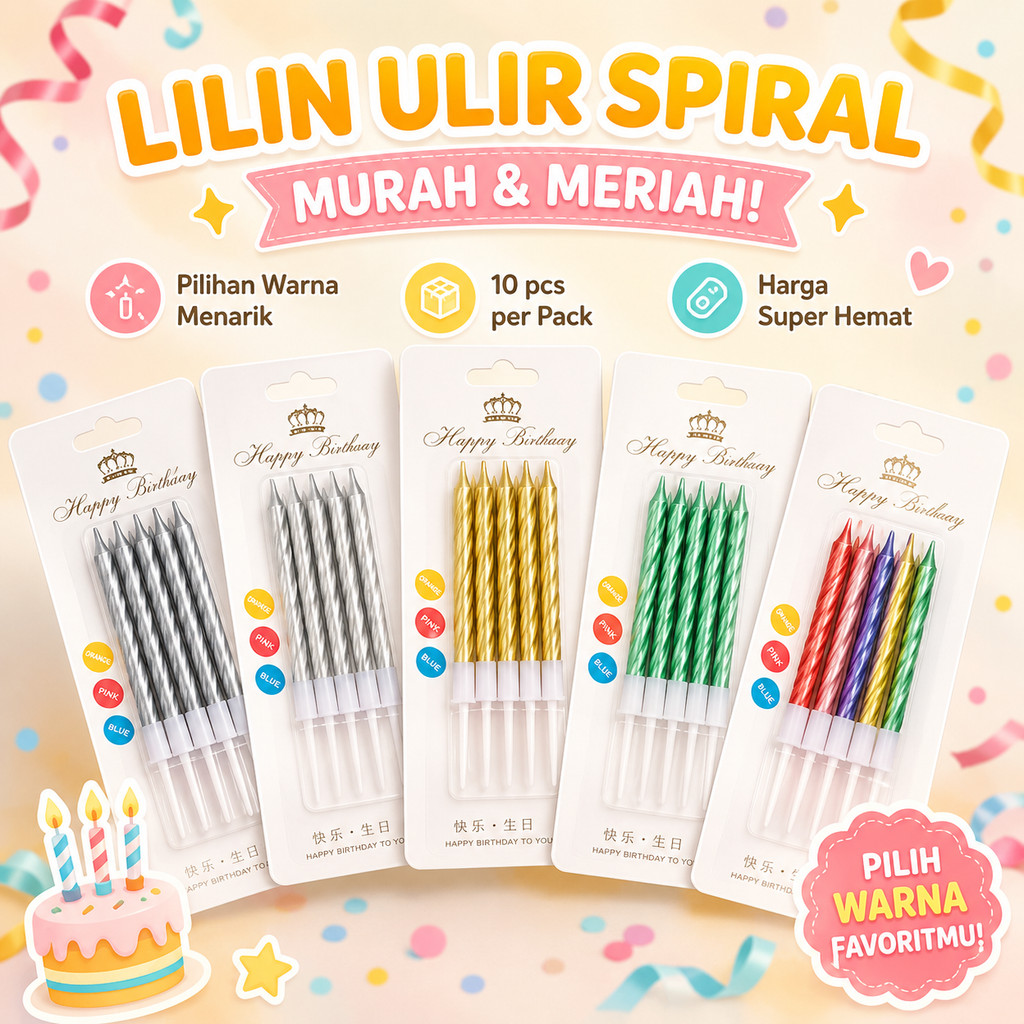 LILIN ULIR SPIRAL Ulang Tahun Pernak Pernik Perlengkapan Pesta MURAH goodiebag ultah anak murah