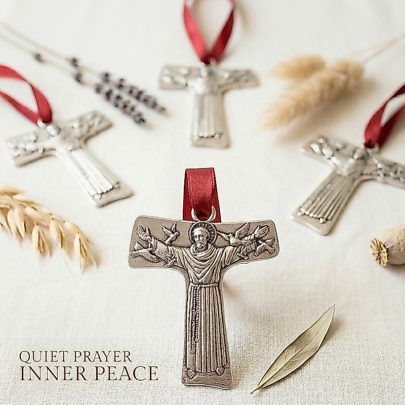 Souvenir Hadiah Rohani Gantungan Salib Santo Fransiskus Assisi St. Francis of Assisi Besi Jumbo