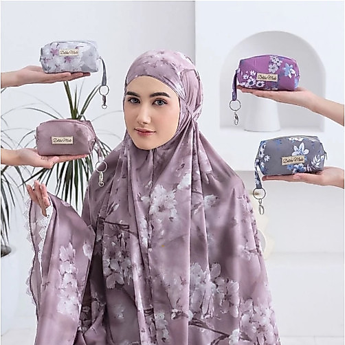 Mukena Travel Mini Parasut Korea Motif Besteller Tas Rantai