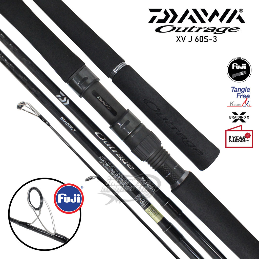 Joran DAIWA OUTRAGE XV J || PE3 PE4 PE5 || 183cm || 2 Pieces || Spinning || Jigging || Resmi