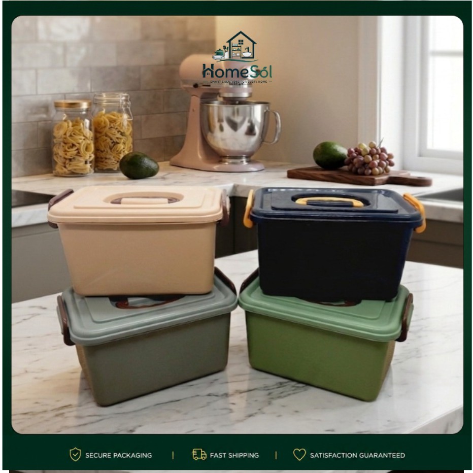 Container Serbaguna Box Container Amanda Plastik Hitam Box Kontainer Mini Storage Box 8L Plastik