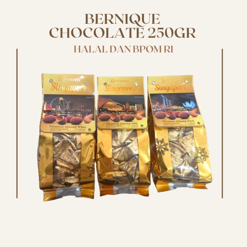 bernique chocolate singapura 250gr . coklat almond import halal bpom