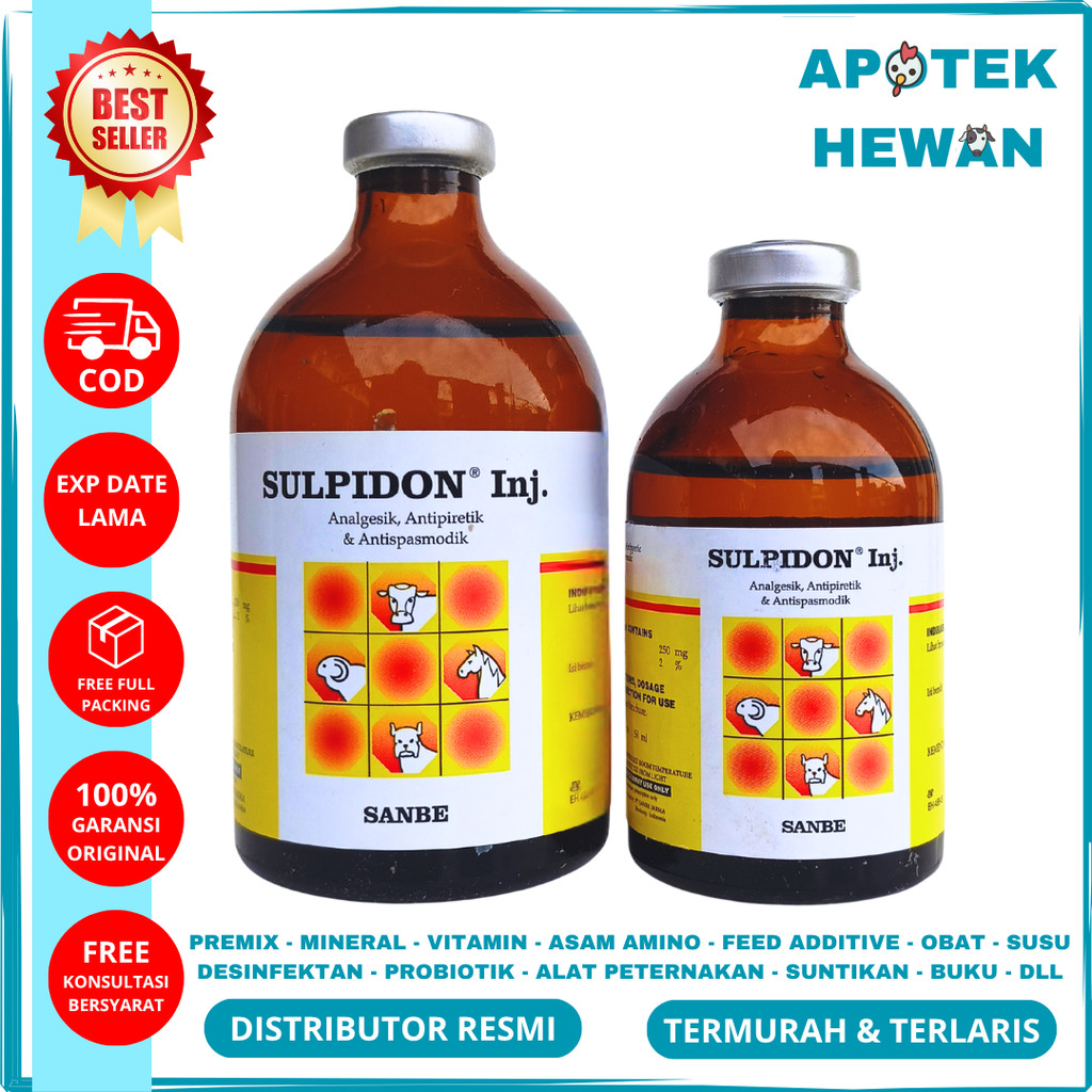 SULPIDON 100ml 50ml Injeksi - Obat Nyeri Analgesik Demam Antipiretik & Kejang Otot Antispasmodik Sap