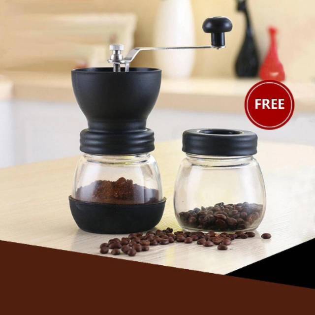 TERLARIS Grinder kopi manual / coffee grinder manual free glass / gilingan kopi ukuran besar