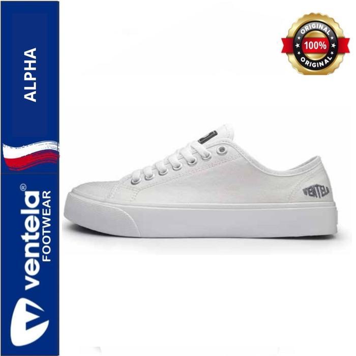 Pay Sepatu Ventela Alpha Low Wanita  Pria Casual Shoes Ventela Official Canvas Black Putih Sneakers 