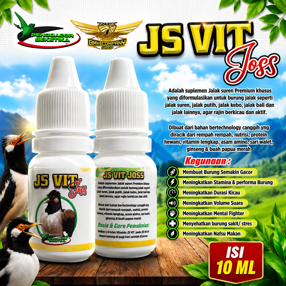 JS VIT JOSS Suplemen Burung Jalak Suren Premium Biar Gacor Ngebut Stamina Naik Vitamin Burung Kicau 