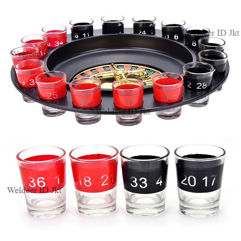 Papan permainan roulette roda putar ketangkasan meja pesta 16 wadah kaca
