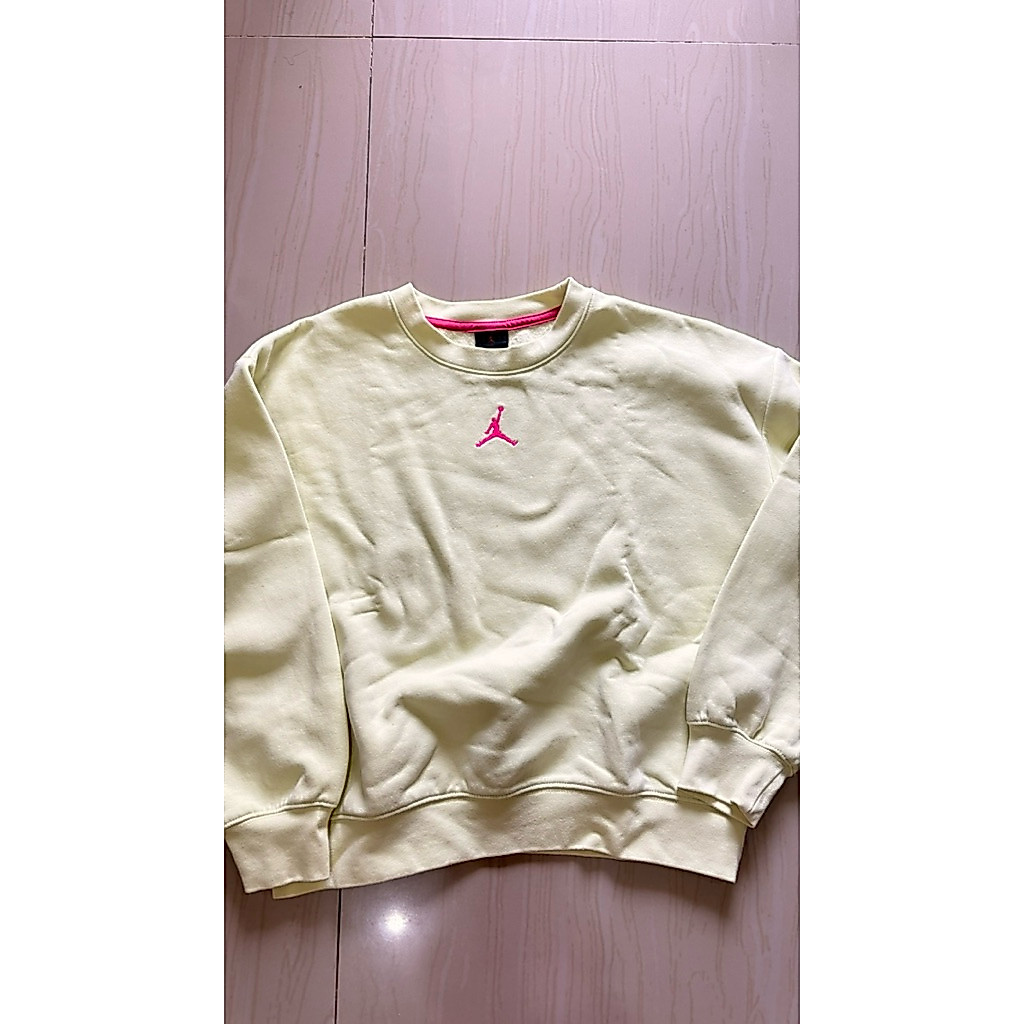 [PRELOVED] Crewneck Nike Air Jordan Original Pastel Yellow Pink Logo - Sweatshirt Branded Second Ori