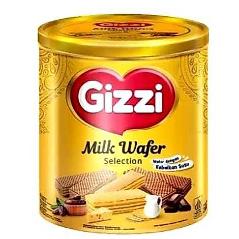Kaloonaentier Gizzi Wafer Milk Kaleng 240G Rasa Kurma, Keju, Coklat- Rasa Susu Berasa, Camilan