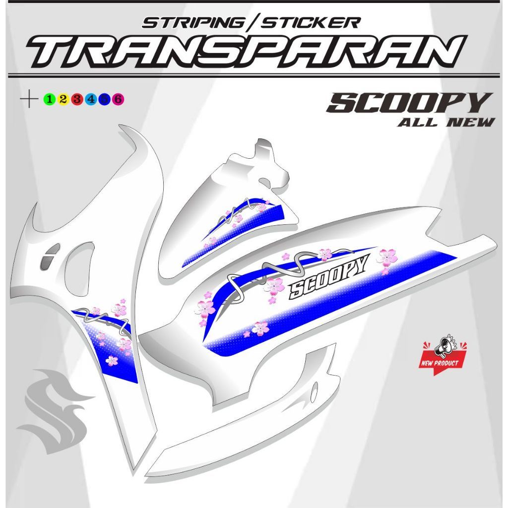 STICKER TRANSPARAN MOTIF BUNGA VARIASI STRIPING SCOOPY BARU 2025 / 2026