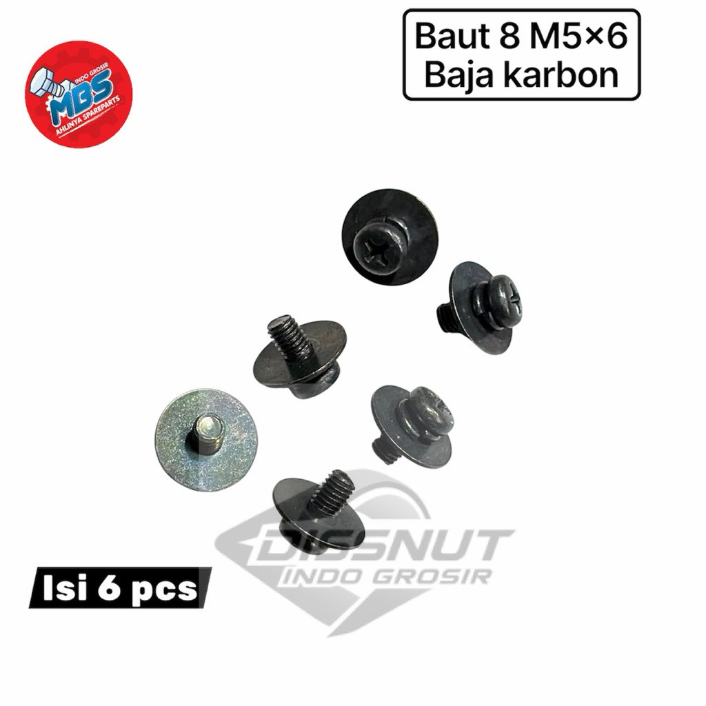 GROSIR TERLARIS Baut 8 M5X8MM BAUT 8 pendek anti copot dabel ring baut karbulator emblem motor mobil