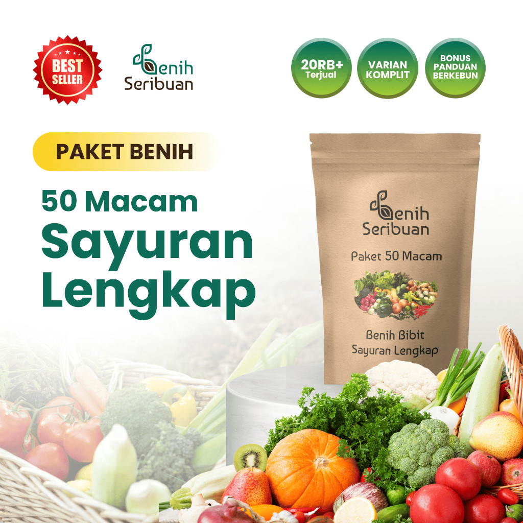Benih Seribuan - Paket Komplit 50 Macam Benih Sayur Sayuran Unggul