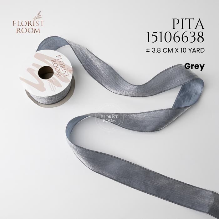 

Pita 15106638 ±3.8cm x 10yard - Ribbon - Hampers - Grey, Tdk bisa tukar