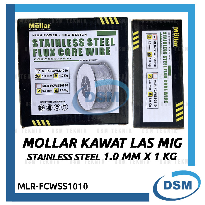 MOLLAR KAWAT LAS MIG STAINLESS STEEL 1.0 MM X 1 KG FLUX CORE TANPA GAS