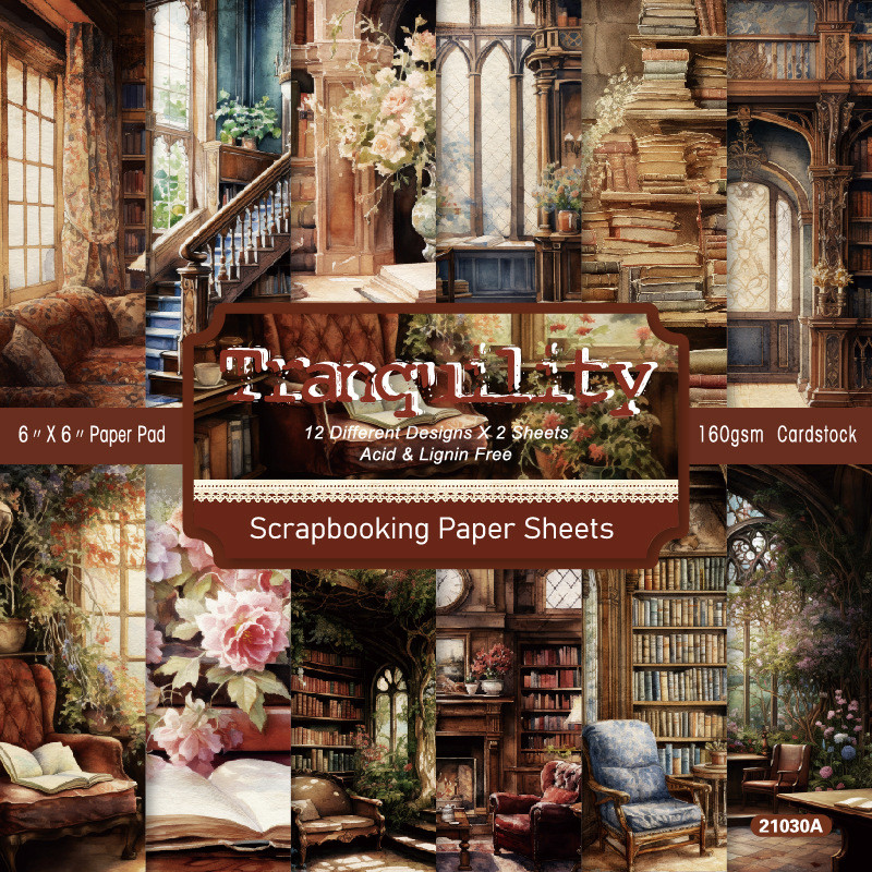 

KLJUYP 24 sheets 6"X6" Tranquility Paper Scrapbook paper Scrapbooking patterned paper pack Y craft Background paper
