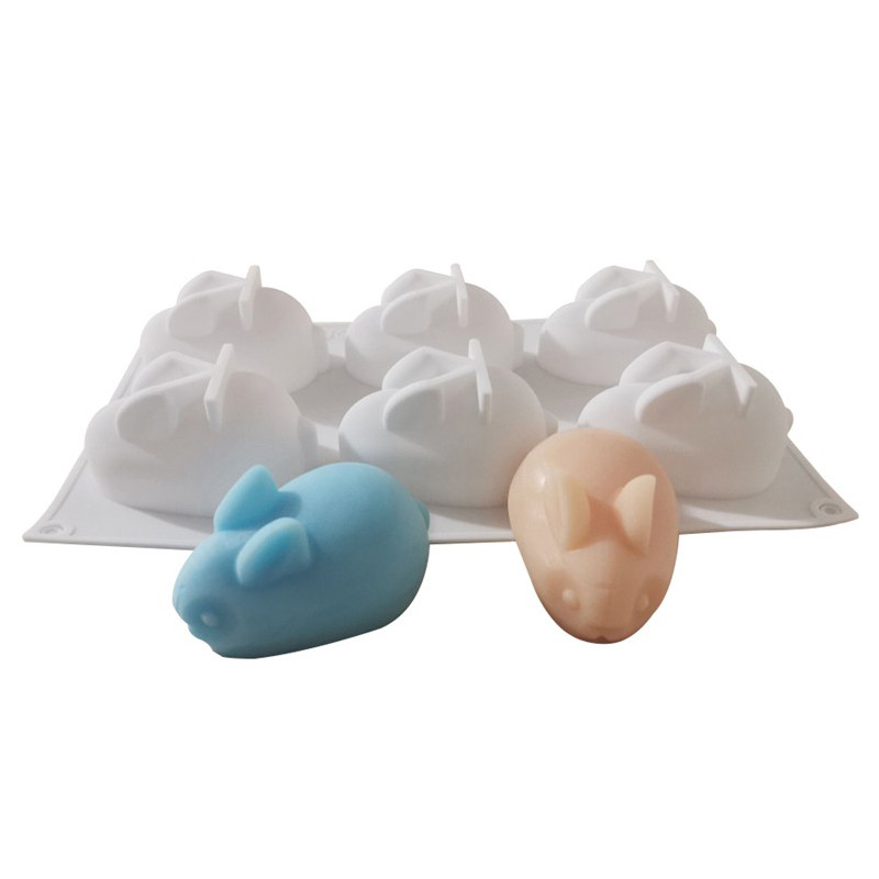 

6 Cavity 3D Rabbit Shape Animal Silicone Mold for Soap Making DIY Handmade Loaf Moulds Wedding Silikon Form