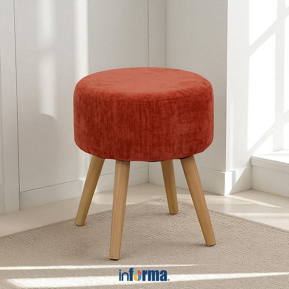 Informa Bia Bangku Fabric - Merah Terracotta Barstool Bar Stool Bangku Minimalis Modern Kursi Kecil 