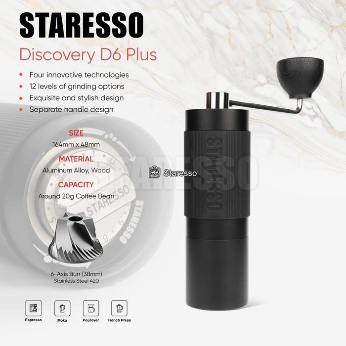 Staresso Grinder Discovery D6 Manual Hand Grinder Alat Giling Kopi - PLUS
