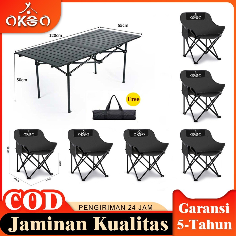 OKGO Meja Kursi Lipat Outdoor Kursi Lipat Set Meja Lipat Outdoor Portable Meja Kursi Lipat 1 Set