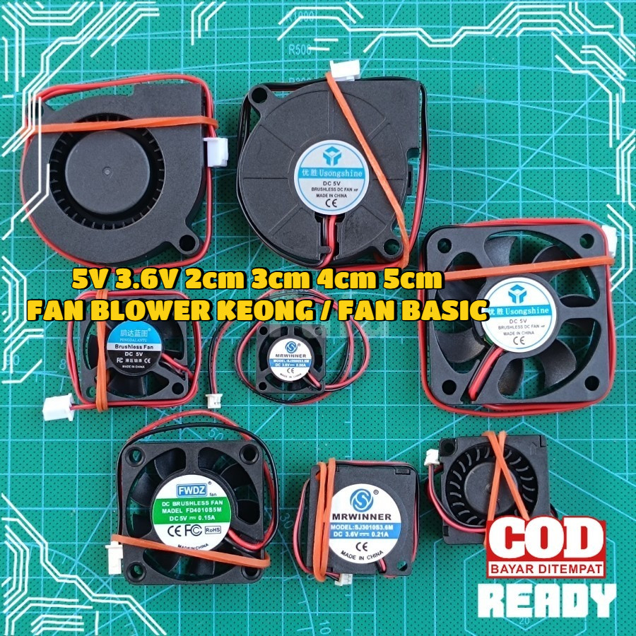 Kipas Fan DC 5V 3.6V 2cm 3cm 4cm 5cm Kipas DC Fan Keong